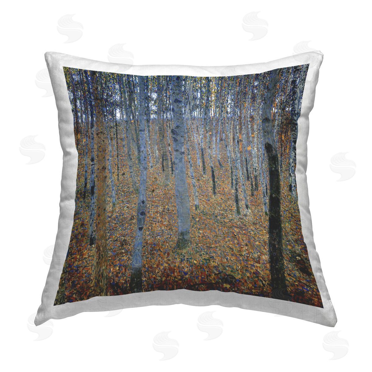 Gustav Klimt Abstract Birch Grove Printed Plush Polyester Throw Pillow