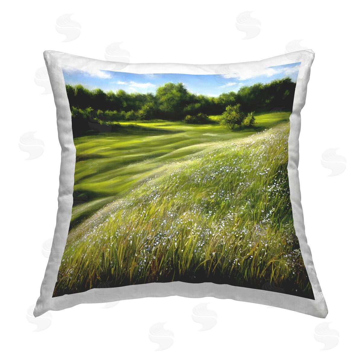 Denise Dundon Windblown Grassy Field Printed Plush Polyester Throw Pillow