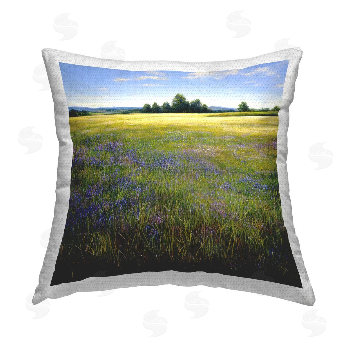 Denise Dundon Meadow with Purple Blooms Outdoor Quick-Dry Polyester Printed Throw Pillow