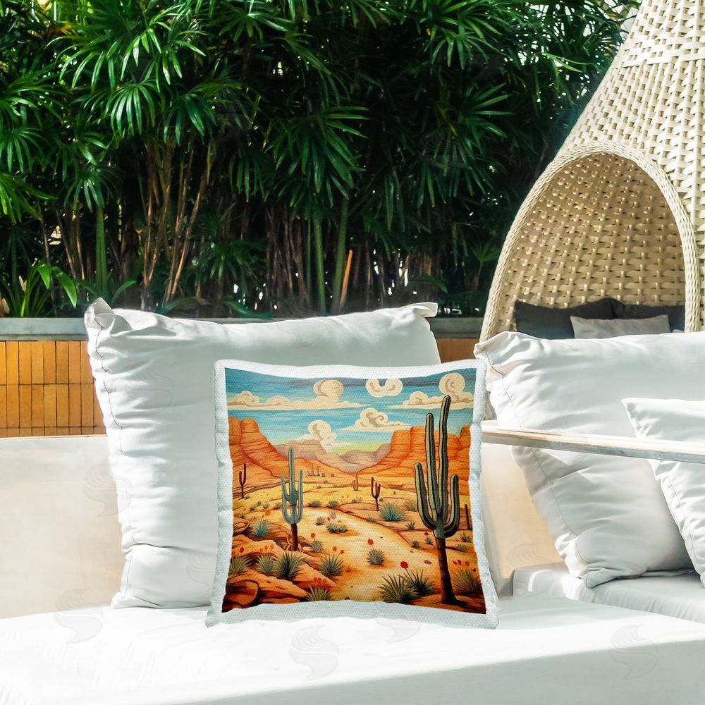 Lazar Studio Modern Desert Scenery Outdoor Quick-Dry Polyester Printed Throw Pillow in Back Yard