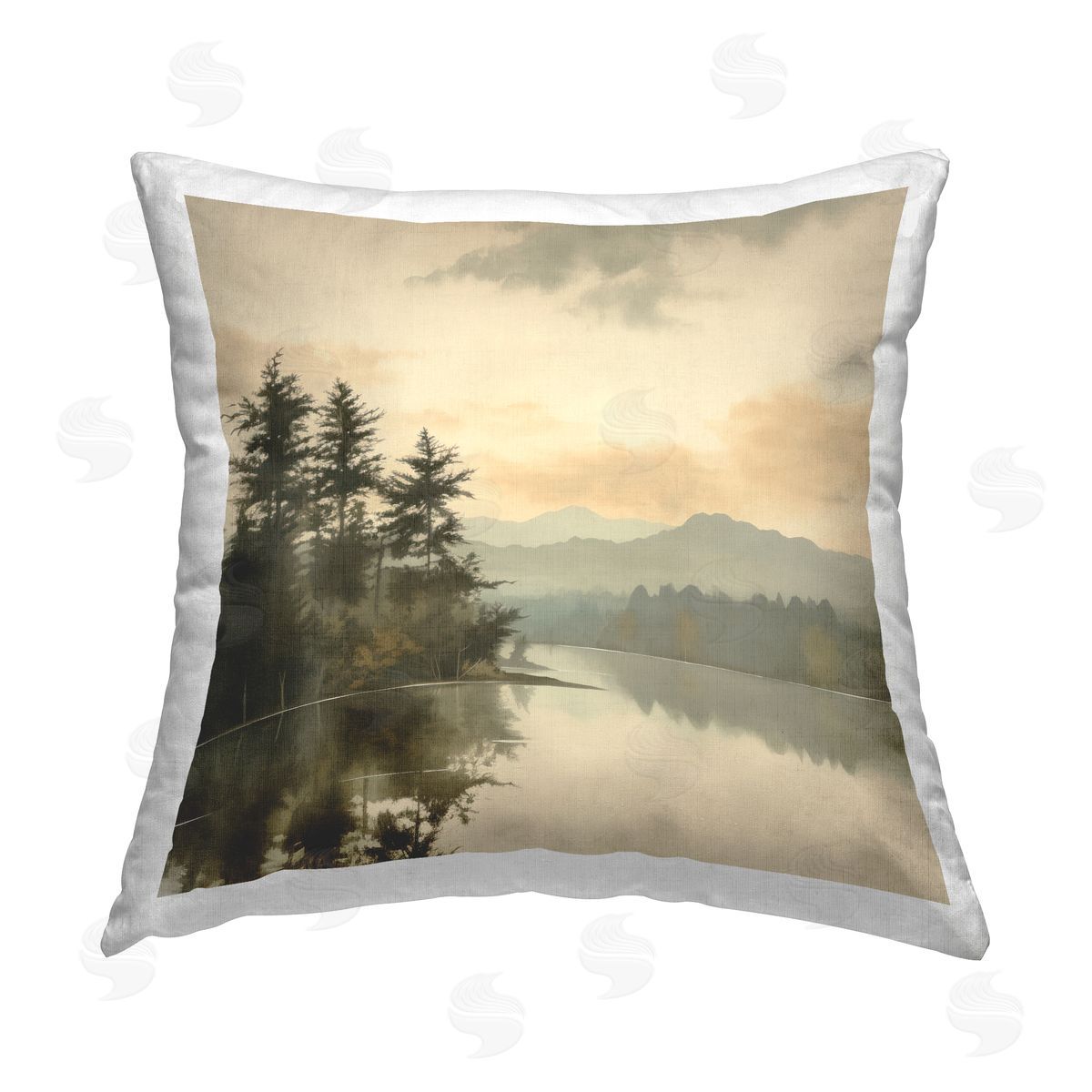 Irena Orlov Woodland Lake Reflection Printed Plush Polyester Throw Pillow