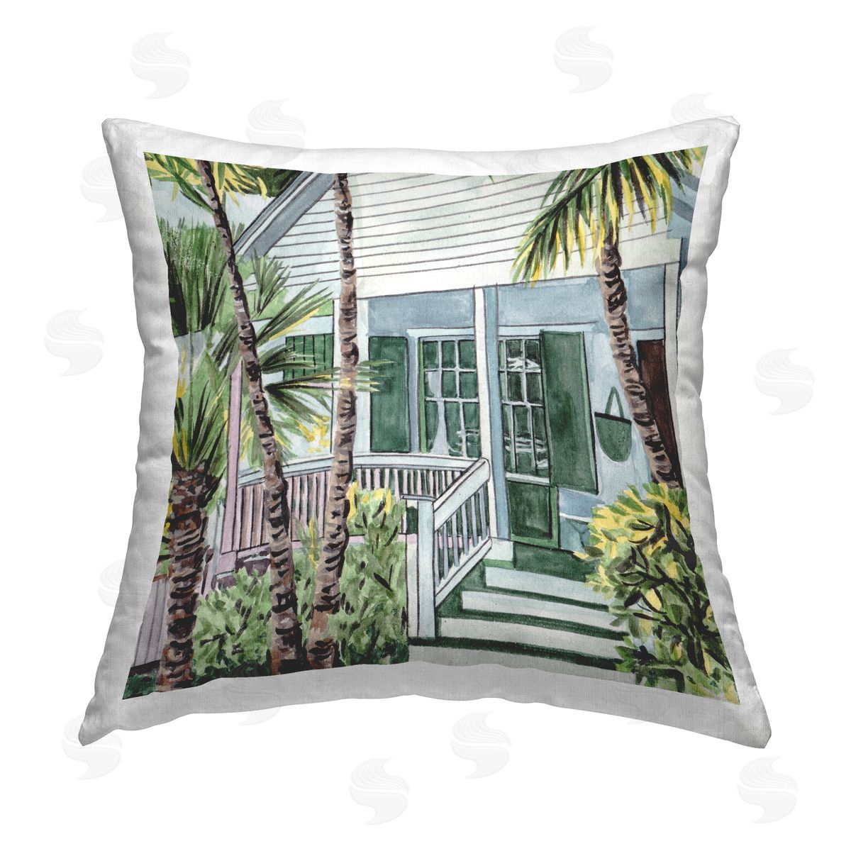 Melissa Wang Tropical Cottage Porch Printed Plush Polyester Throw Pillow