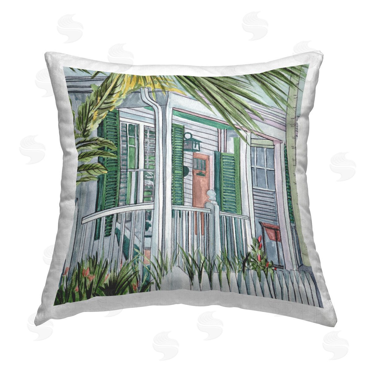 Melissa Wang Coastal Cottage Doorway Printed Plush Polyester Throw Pillow