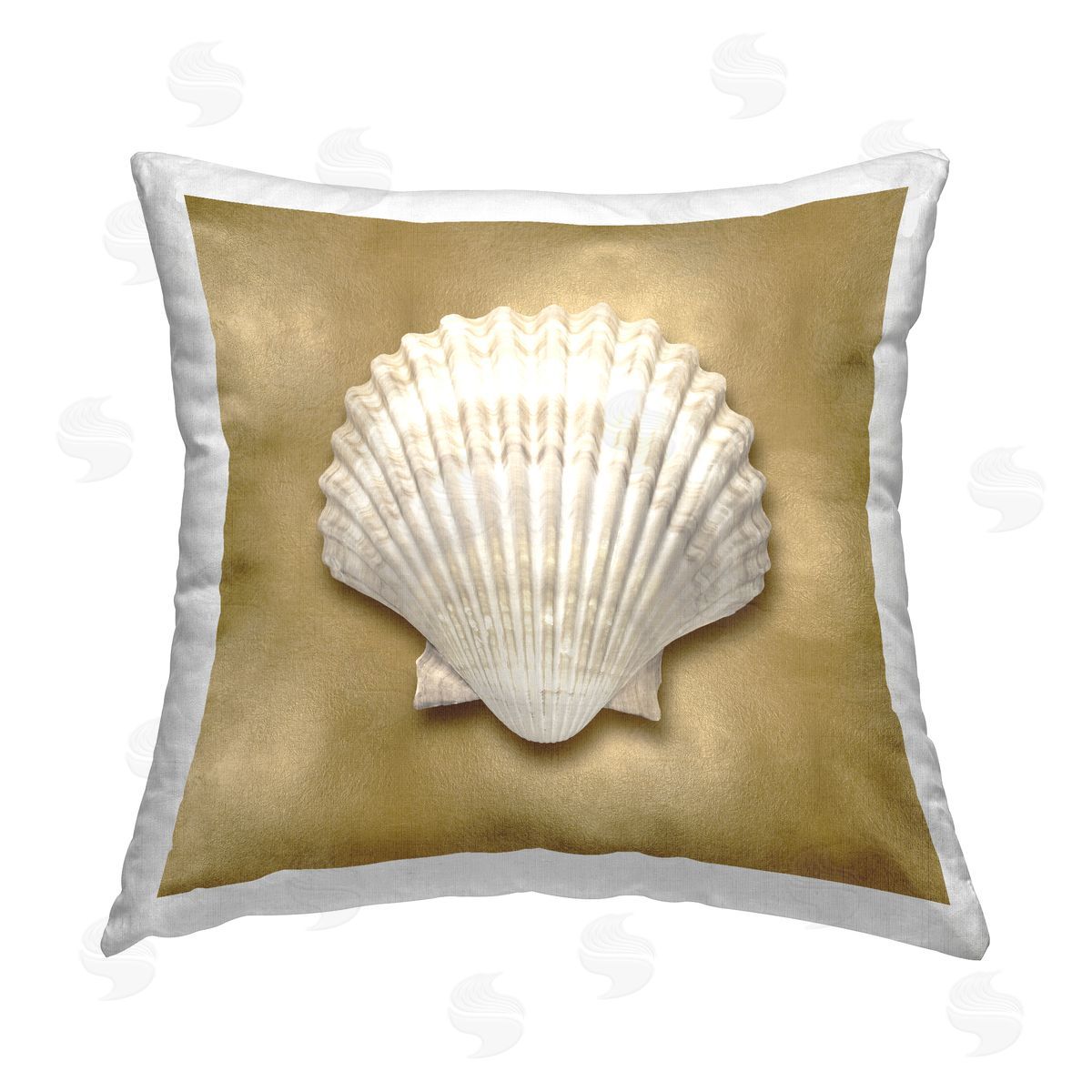 Caroline Kelly Clam Shell on Glam Printed Plush Polyester Throw Pillow