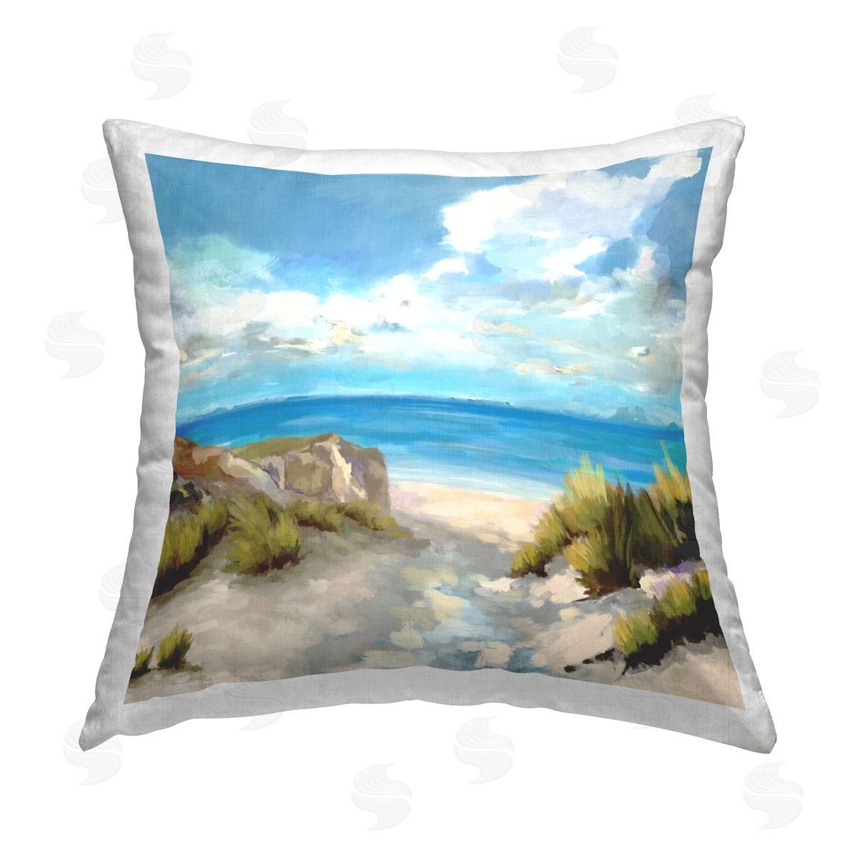 Carson Lyons Clear Blue Beach Sky Printed Plush Polyester Throw Pillow