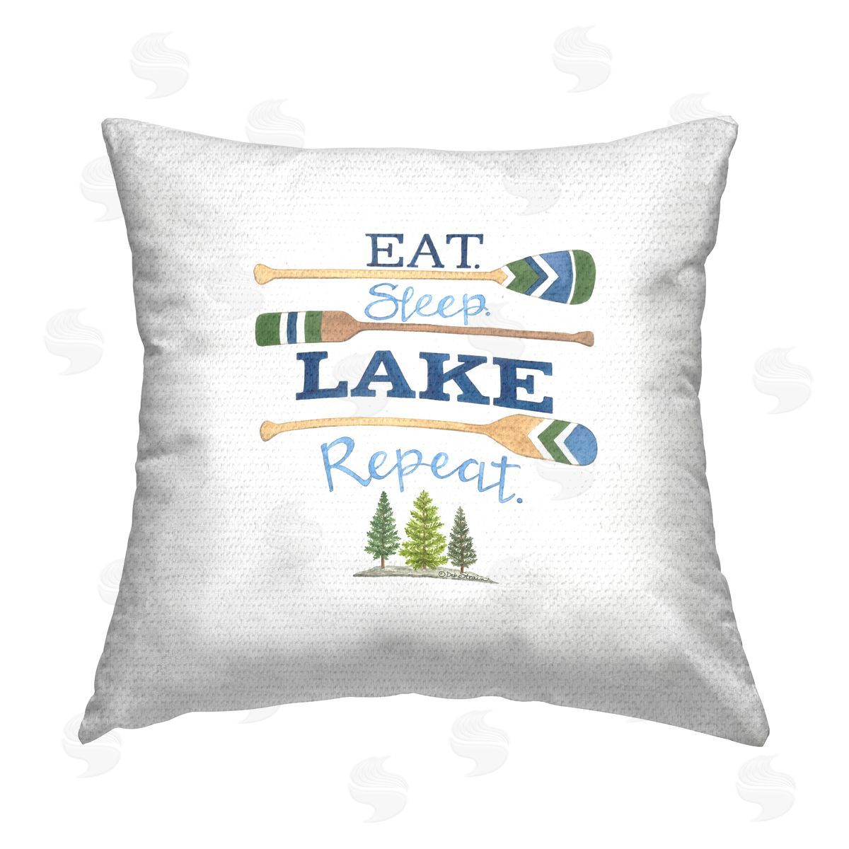 Deb Strain Minimal Lake Repeat Phrase Outdoor Quick-Dry Polyester Printed Throw Pillow