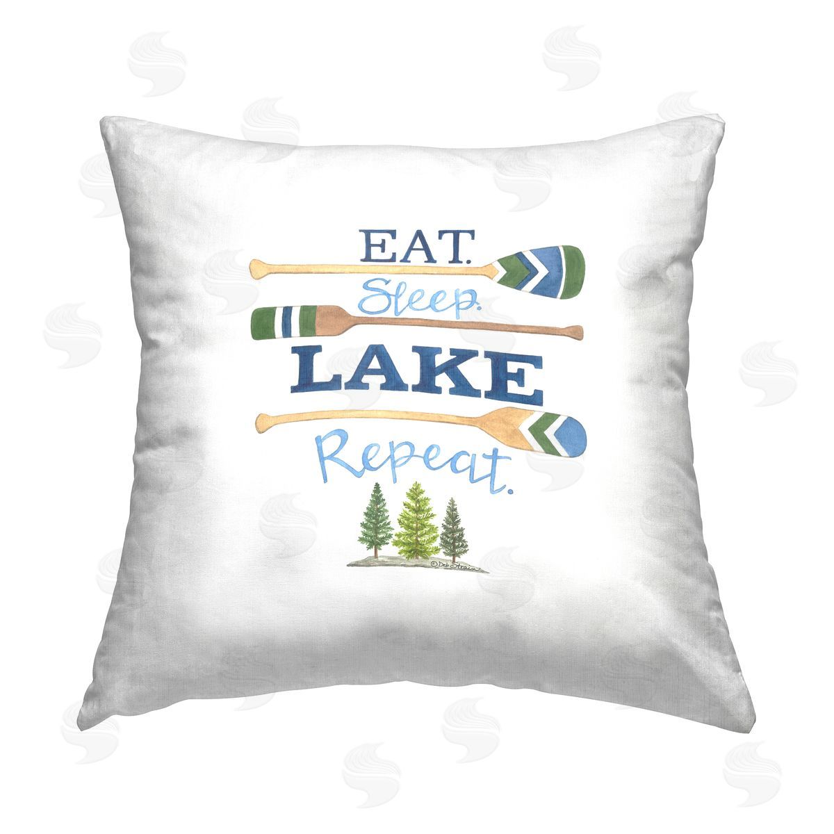 Deb Strain Minimal Lake Repeat Phrase Printed Plush Polyester Throw Pillow