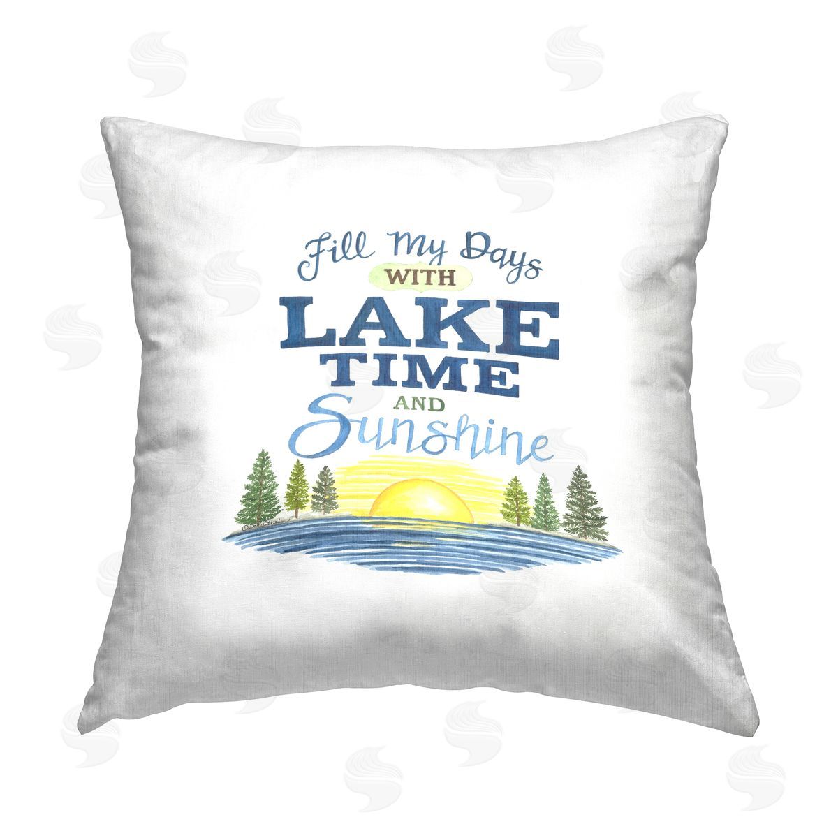 Deb Strain Lake Time & Sunshine Printed Plush Polyester Throw Pillow