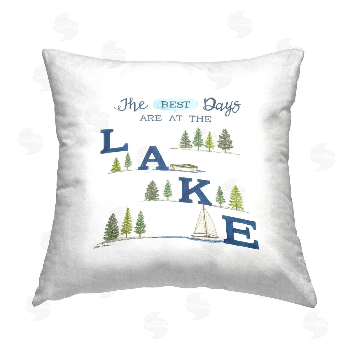 Deb Strain Best Lake Days Phrase Printed Plush Polyester Throw Pillow