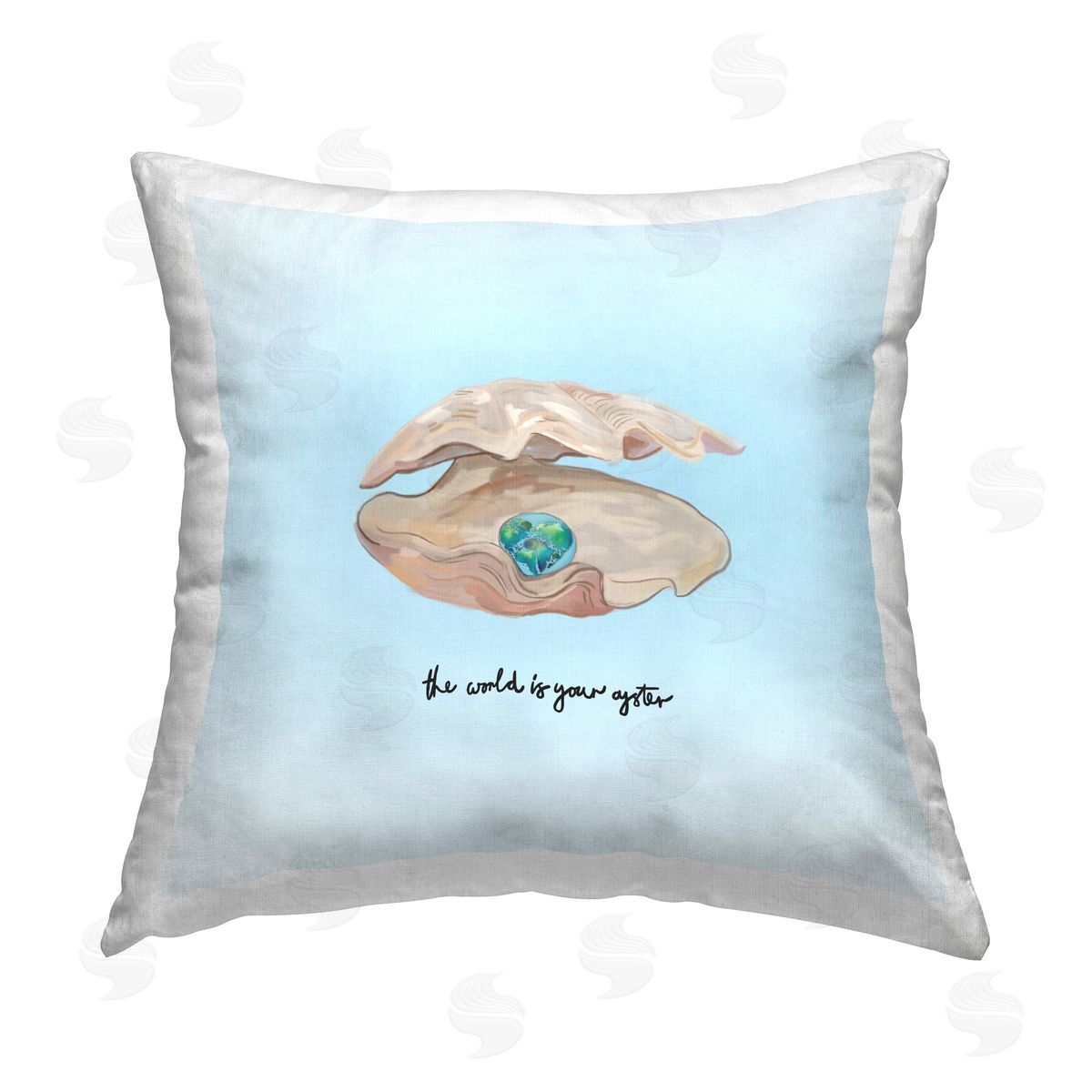 Amelia Noyes Uplifting Oyster Pearl Printed Plush Polyester Throw Pillow