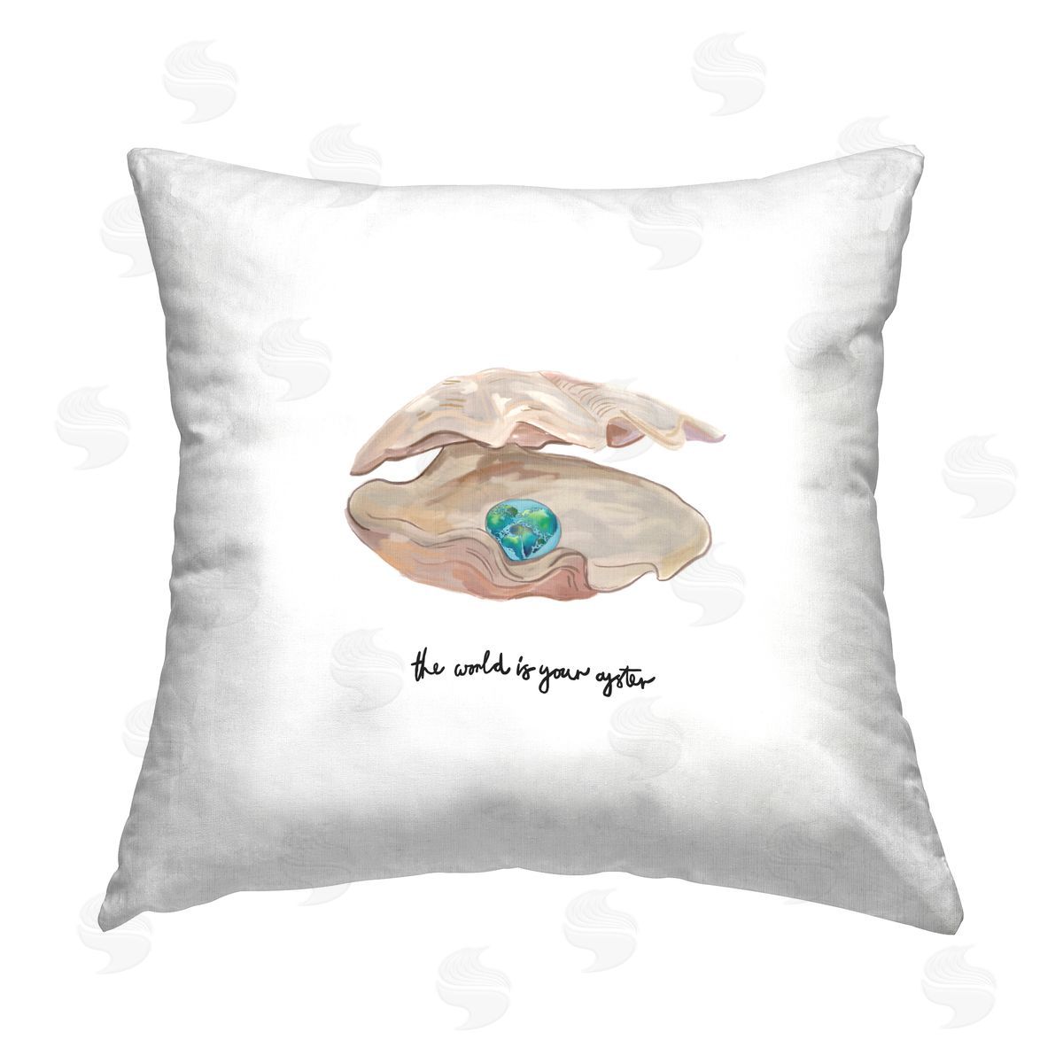 Amelia Noyes Motivating Oyster Pearl Printed Plush Polyester Throw Pillow