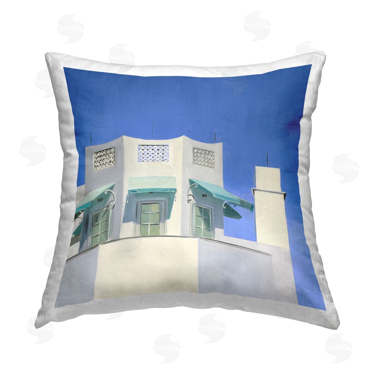 Jenny Westenhofer Coastal Town Architecture Printed Plush Polyester Throw Pillow