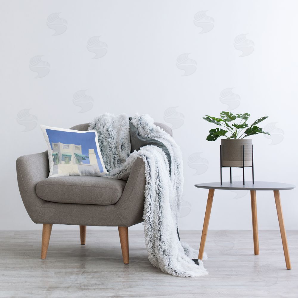 Jenny Westenhofer Coastal Town Architecture Printed Plush Polyester Throw Pillow On Chair