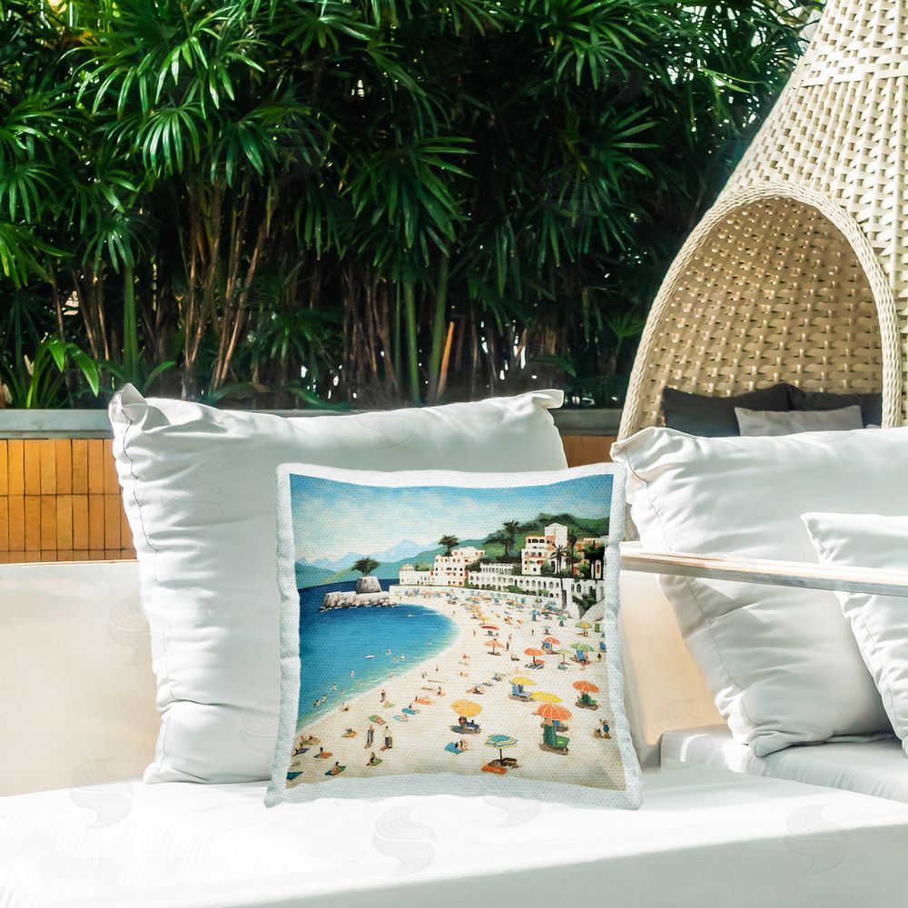 Lazar Studio Summer Beach Town Outdoor Quick-Dry Polyester Printed Throw Pillow in Back Yard