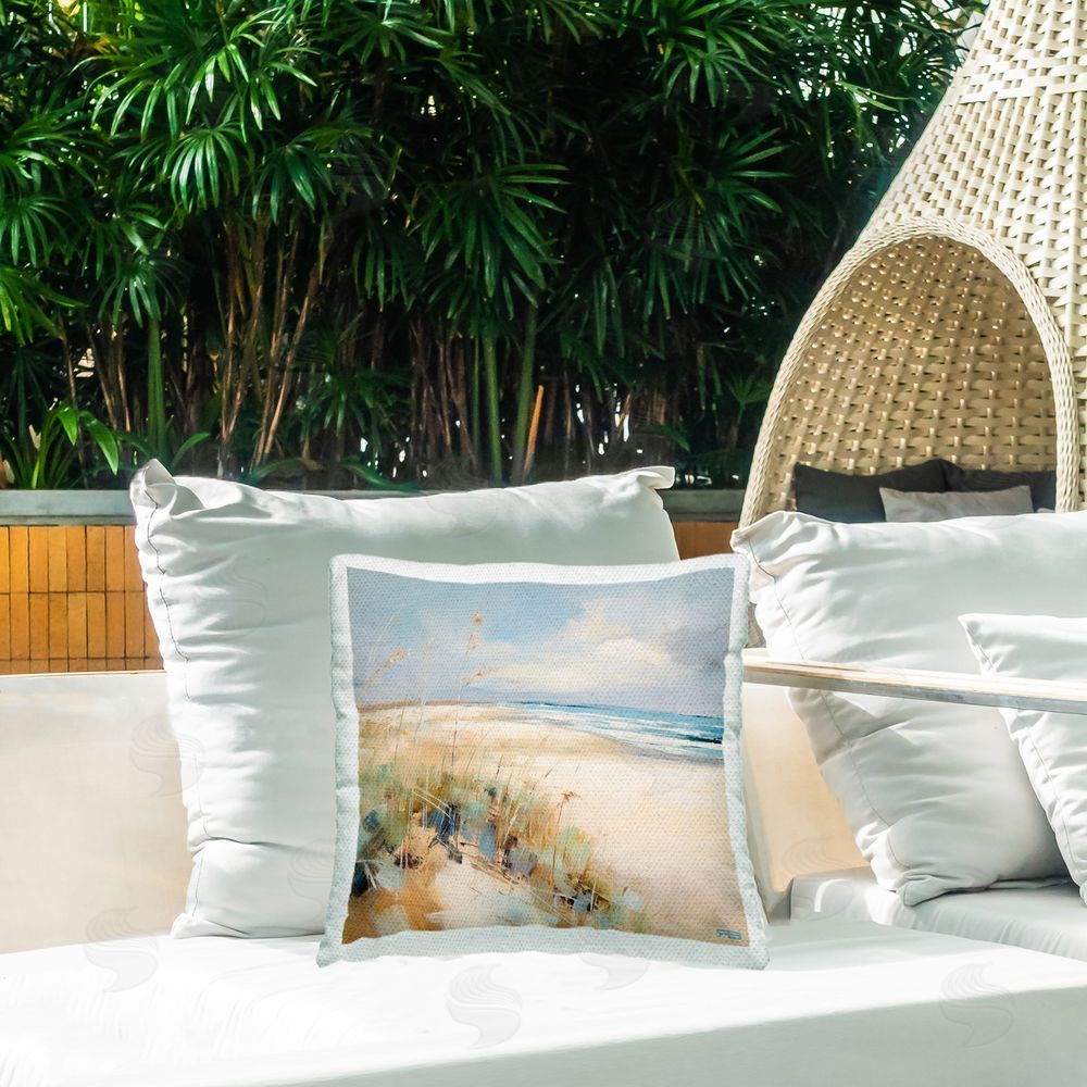 RB Modern Nautical Beach Outdoor Quick-Dry Polyester Printed Throw Pillow in Back Yard
