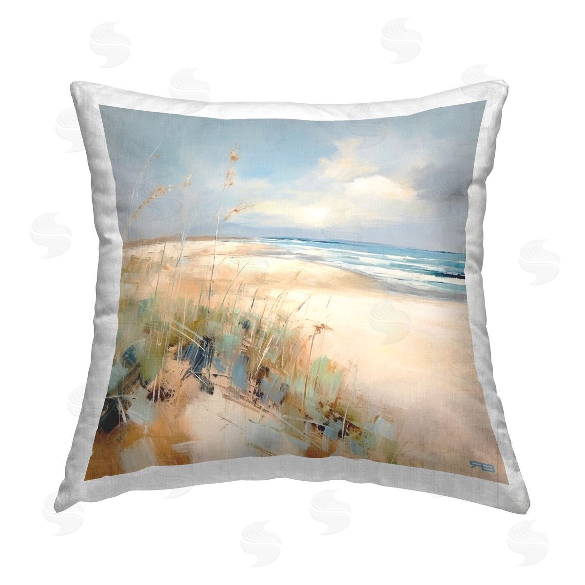 RB Modern Nautical Beach Printed Plush Polyester Throw Pillow