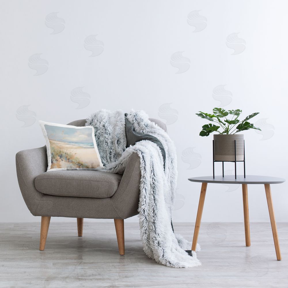 RB Modern Nautical Beach Printed Plush Polyester Throw Pillow On Chair