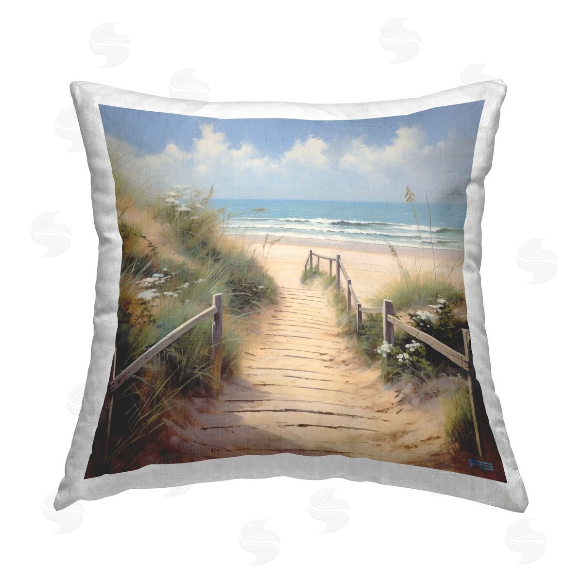 RB Nautical Sandy Boardwalk Printed Plush Polyester Throw Pillow