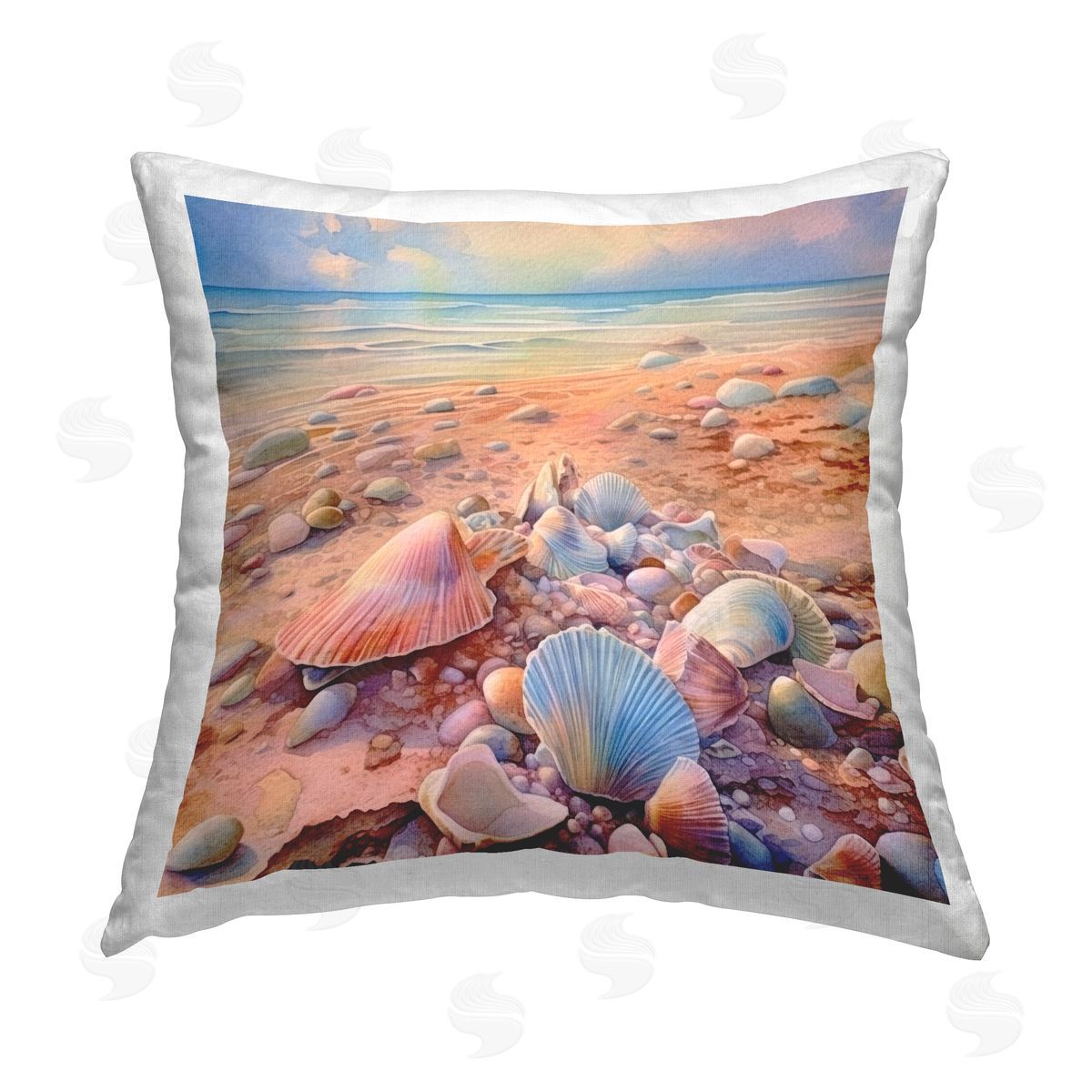 Ryley Gray Shells on Beach Shore Printed Plush Polyester Throw Pillow