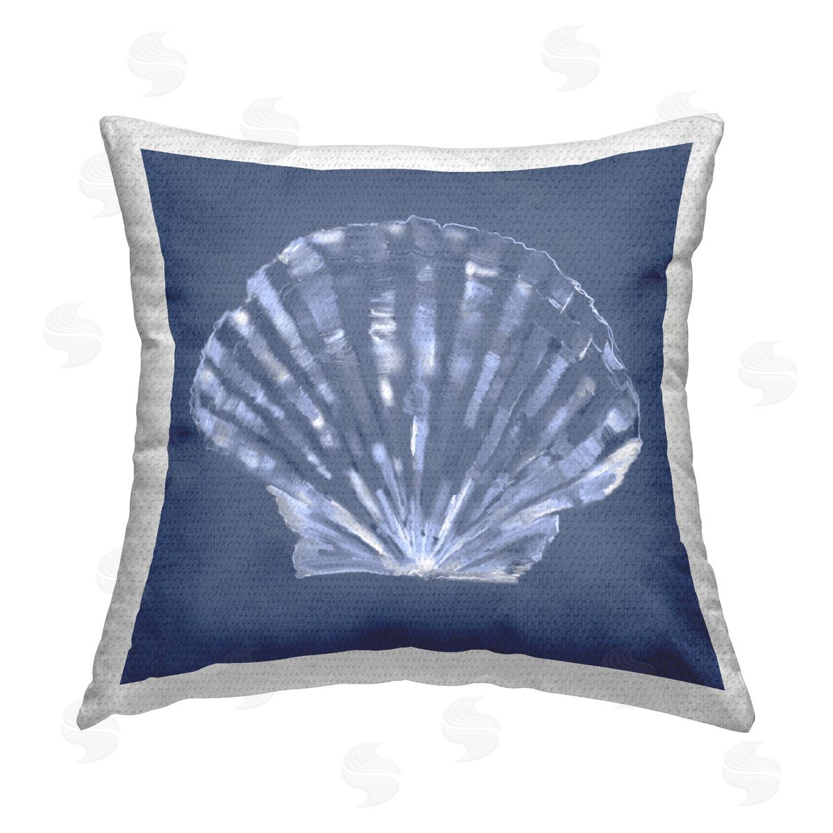Julie DeRice Abstract Blue Clam Shell Outdoor Quick-Dry Polyester Printed Throw Pillow