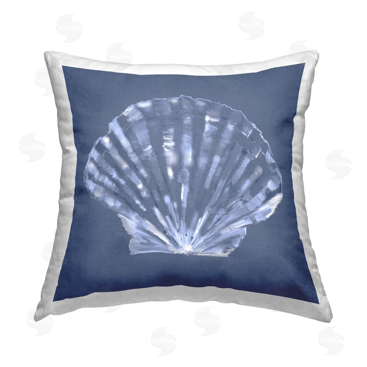 Julie DeRice Abstract Blue Clam Shell Printed Plush Polyester Throw Pillow