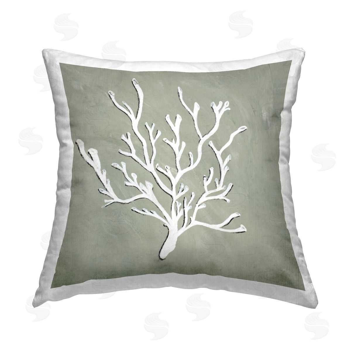 Nola James Abstract Coral Shape Printed Plush Polyester Throw Pillow