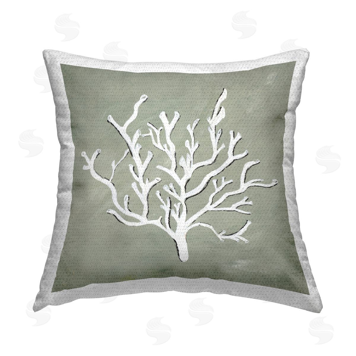 Nola James Abstract Coral on Green Outdoor Quick-Dry Polyester Printed Throw Pillow