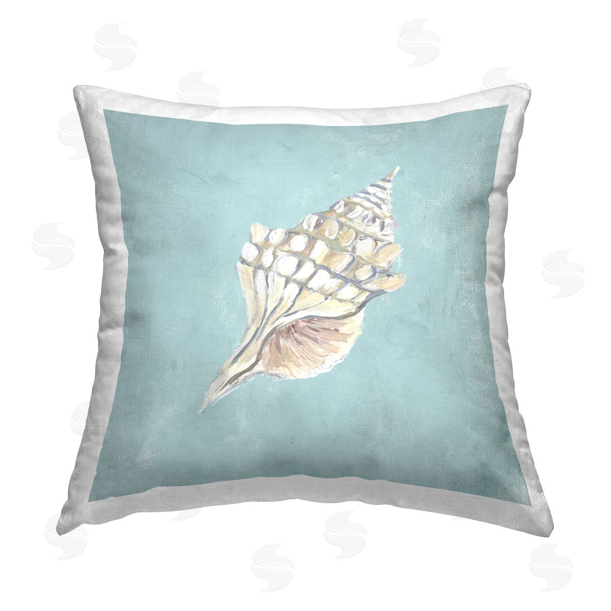 Julie DeRice Abstract Conch on Blue Printed Plush Polyester Throw Pillow