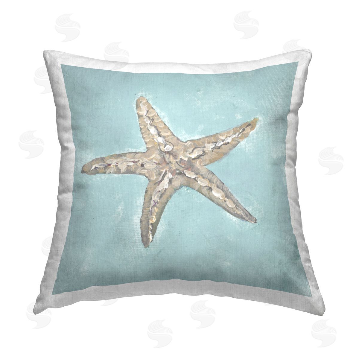 Julie DeRice Abstract Starfish on Blue Printed Plush Polyester Throw Pillow