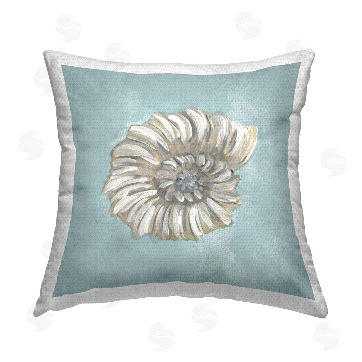 Julie DeRice Abstract Nautilus on Blue Outdoor Quick-Dry Polyester Printed Throw Pillow