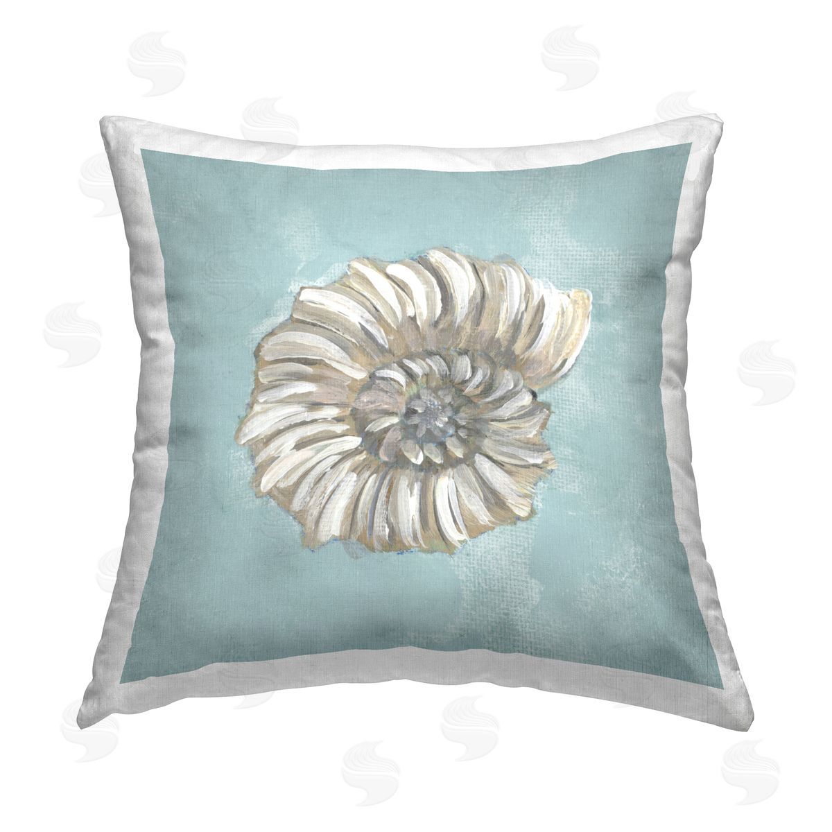 Julie DeRice Abstract Nautilus on Blue Printed Plush Polyester Throw Pillow