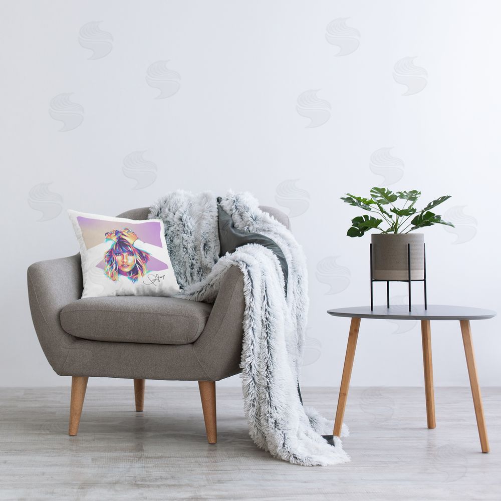 Birch & Ink Modern Pop Culture Taylor Printed Plush Polyester Throw Pillow On Chair