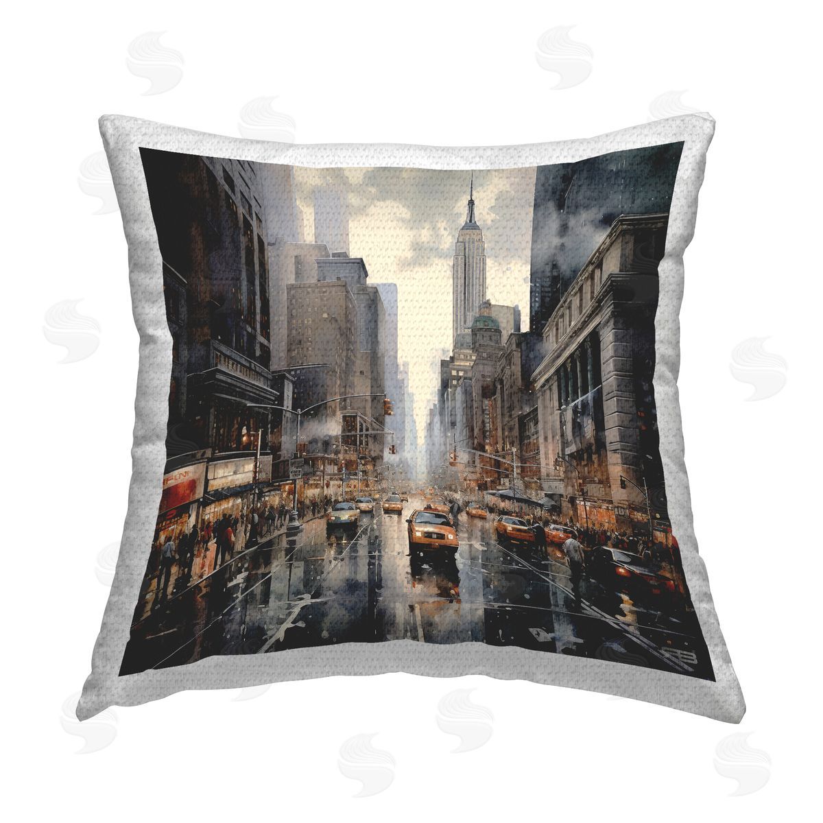 RB Rainy Urban Cityscape Outdoor Quick-Dry Polyester Printed Throw Pillow