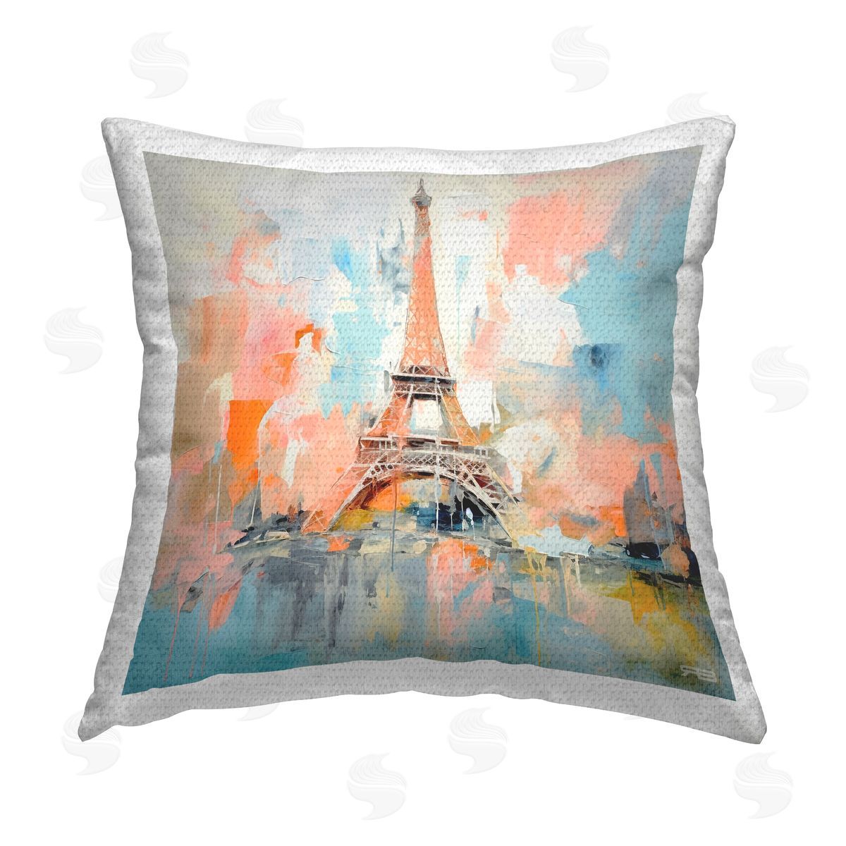RB Pastel Eiffel Tower Outdoor Quick-Dry Polyester Printed Throw Pillow