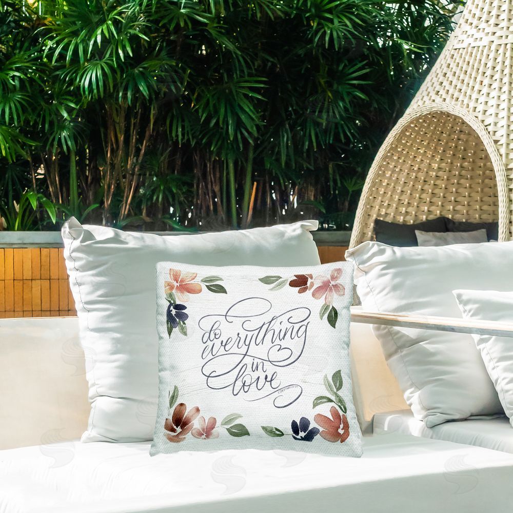 Kristen Brockmon Floral Everything In Love Outdoor Quick-Dry Polyester Printed Throw Pillow in Back Yard