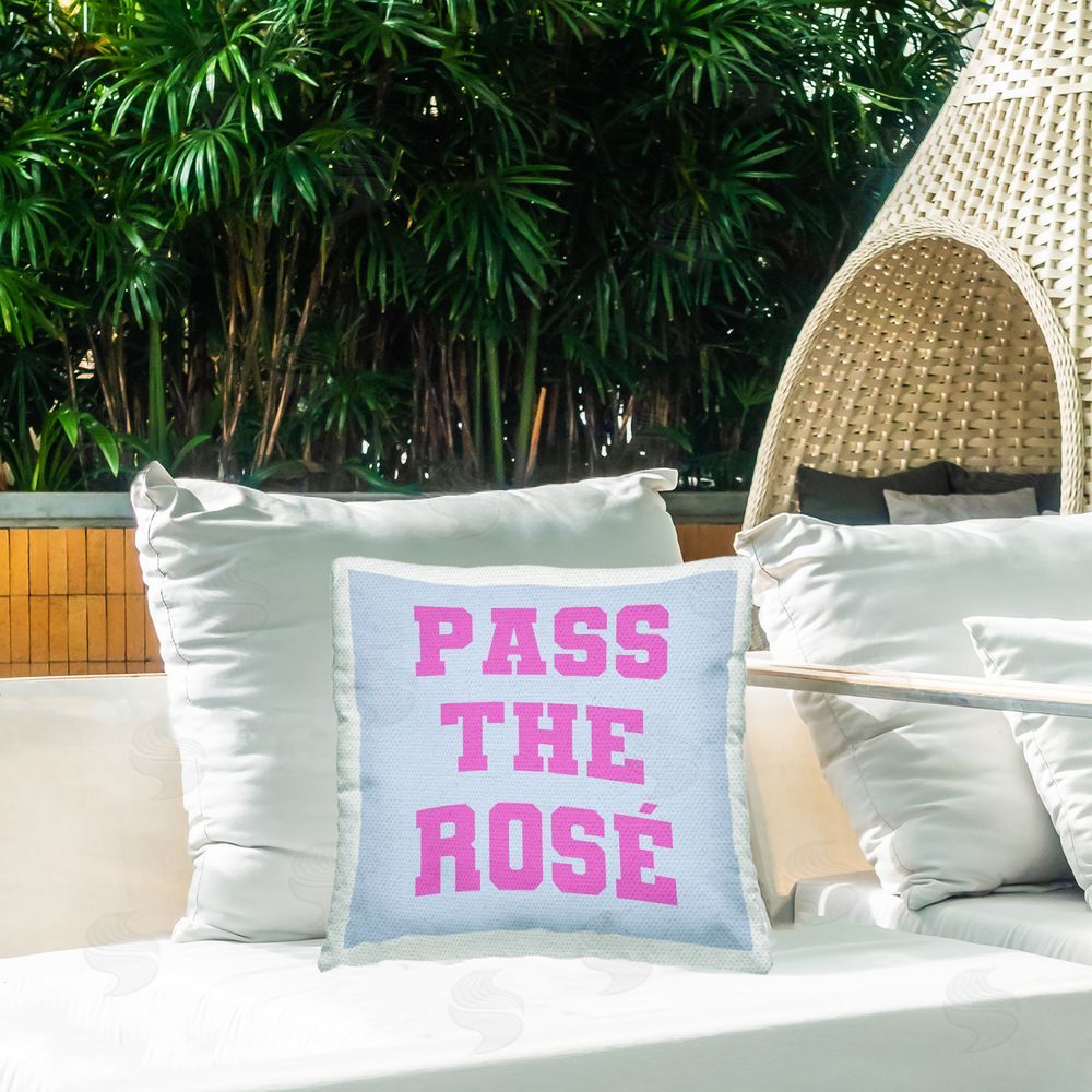 House of Lulu Bold Pass The Rose Outdoor Quick-Dry Polyester Printed Throw Pillow in Back Yard