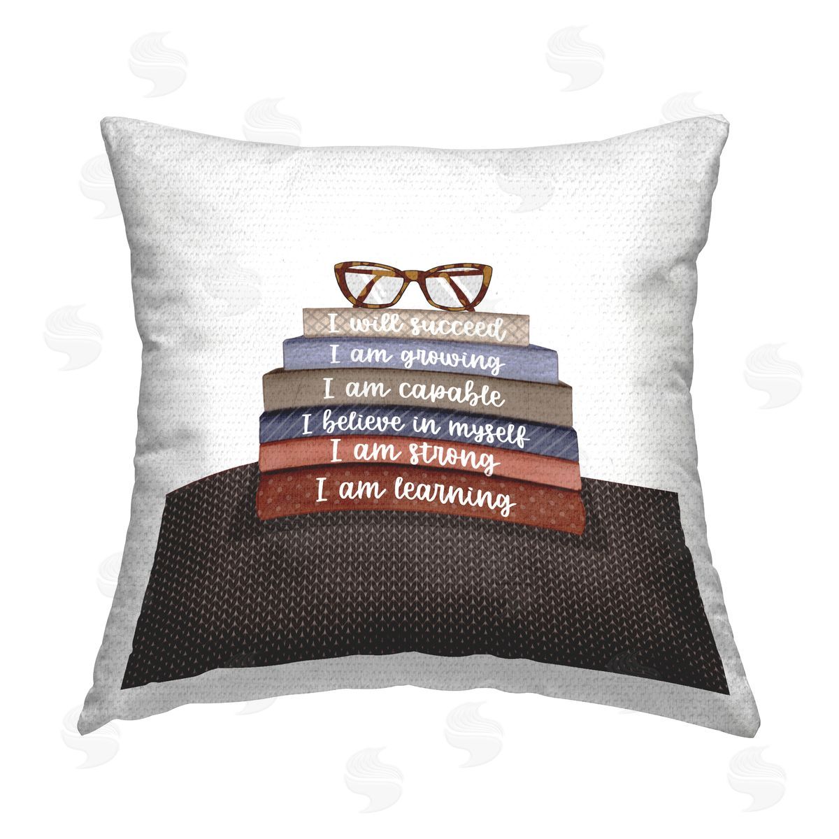 Saba Rauf Inspirational Bookstack Phrases Outdoor Quick-Dry Polyester Printed Throw Pillow