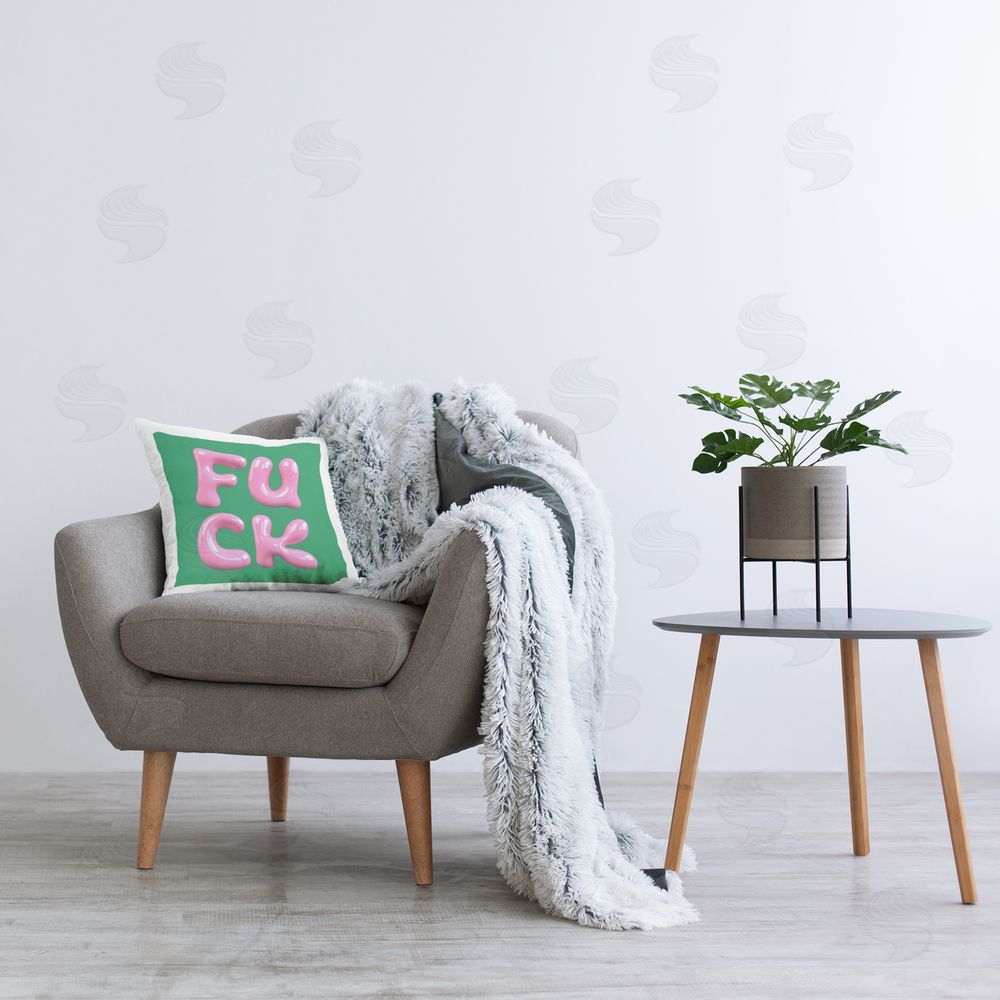 House of Lulu F*ck Bold Typography Printed Plush Polyester Throw Pillow On Chair