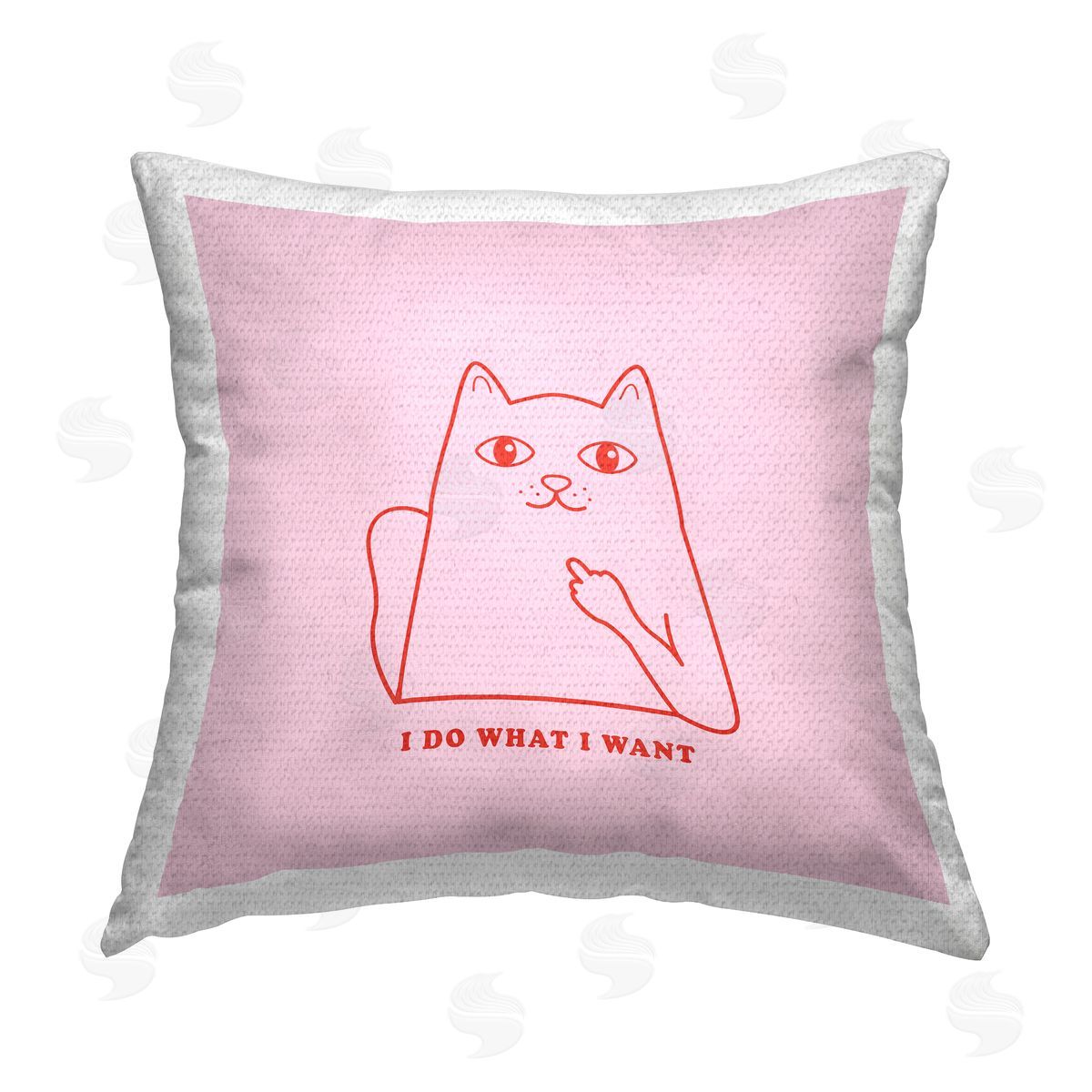 House of Lulu Pink What I Want Cat Outdoor Quick-Dry Polyester Printed Throw Pillow