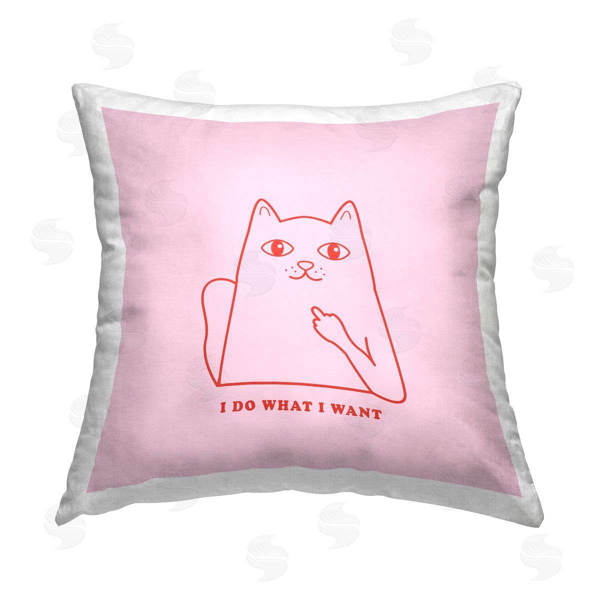 House of Lulu Pink What I Want Cat Printed Plush Polyester Throw Pillow