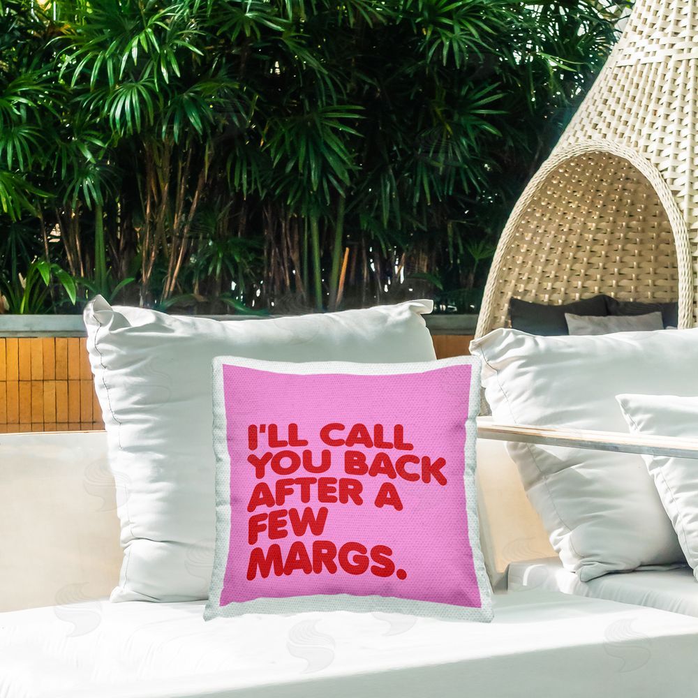 House of Lulu Call You Back Funny Cocktail Outdoor Quick-Dry Polyester Printed Throw Pillow in Back Yard