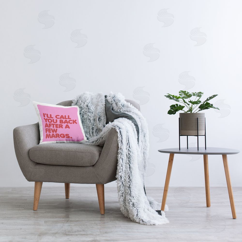 House of Lulu Call You Back Funny Cocktail Printed Plush Polyester Throw Pillow On Chair