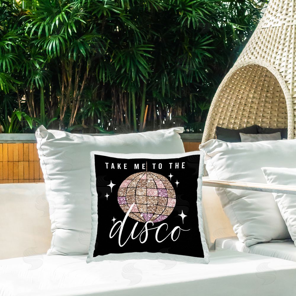 Masey St. Studios Take Me To Disco Pattern Outdoor Quick-Dry Polyester Printed Throw Pillow in Back Yard