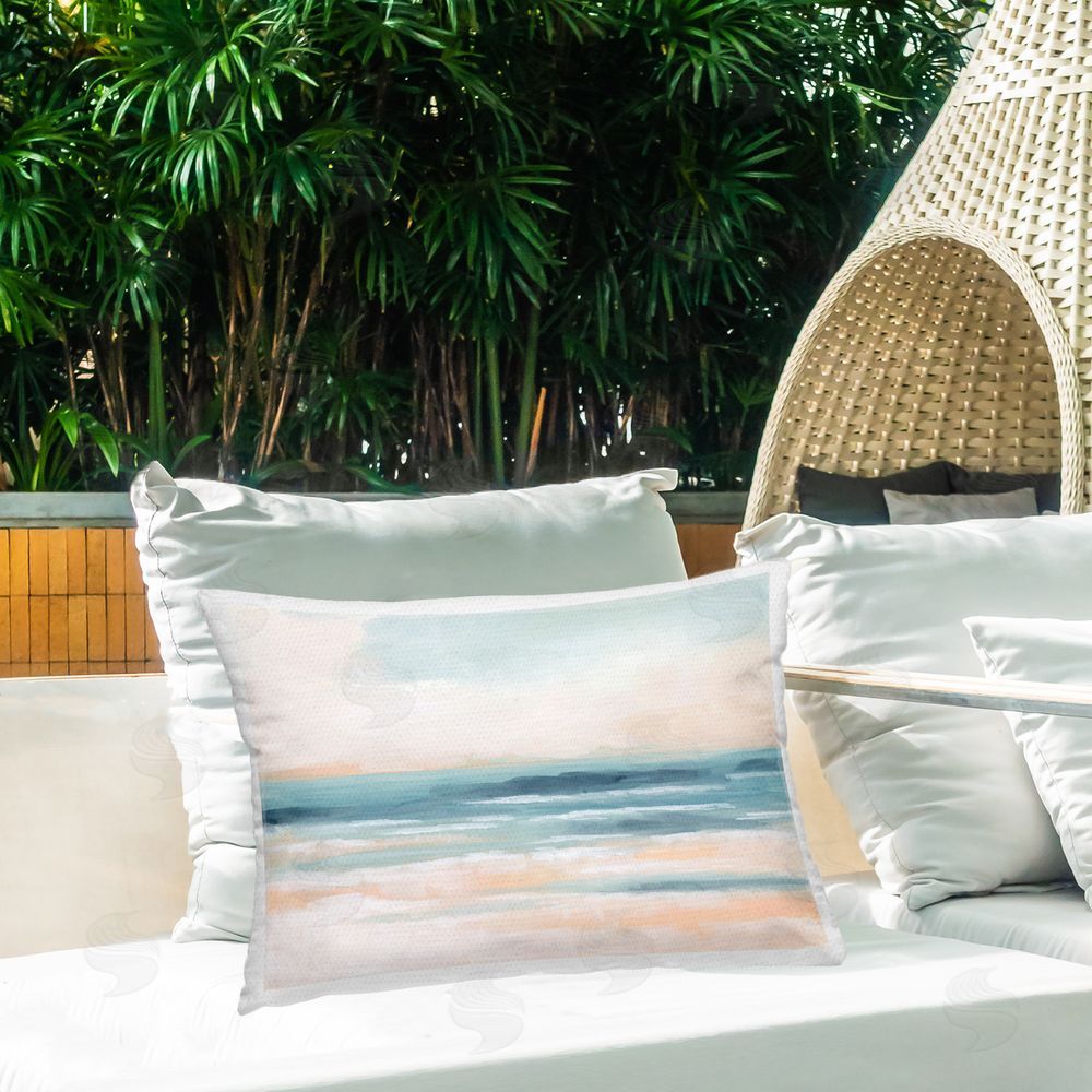 June Erica Vess Blush Beach Landscape Outdoor Quick-Dry Polyester Printed Throw Pillow in Back Yard