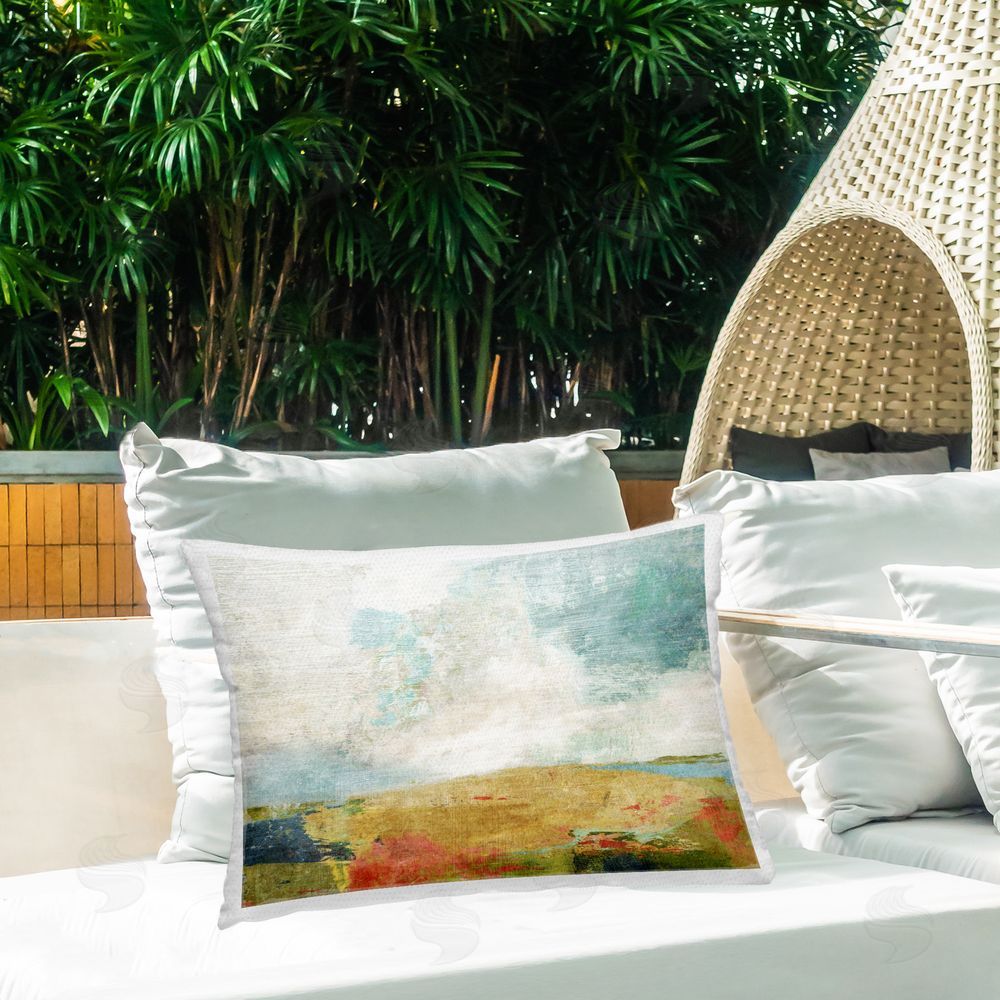 Suzanne Nicoll Weathered Landscape Abstraction Outdoor Quick-Dry Polyester Printed Throw Pillow in Back Yard