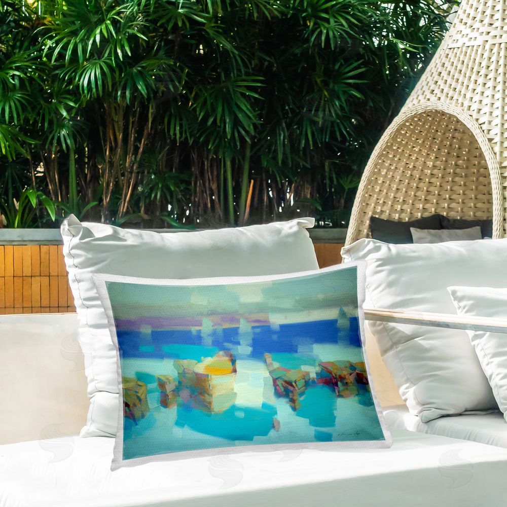 Vahe Yeremyan Abstract Sea Stacks Outdoor Quick-Dry Polyester Printed Throw Pillow in Back Yard
