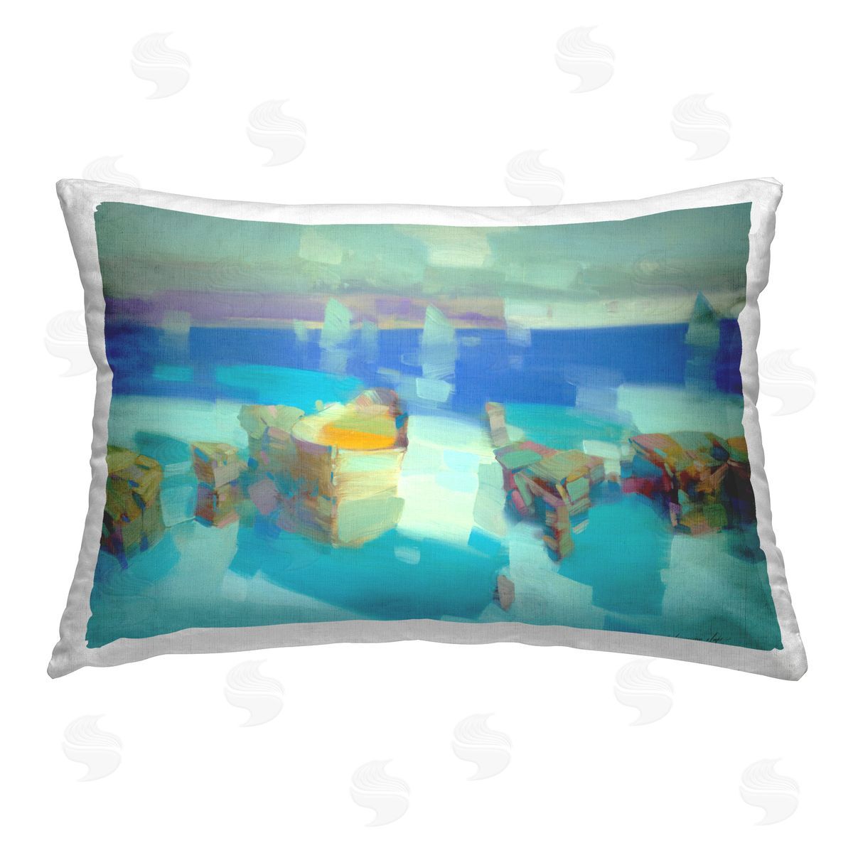 Vahe Yeremyan Abstract Sea Stacks Printed Plush Polyester Throw Pillow