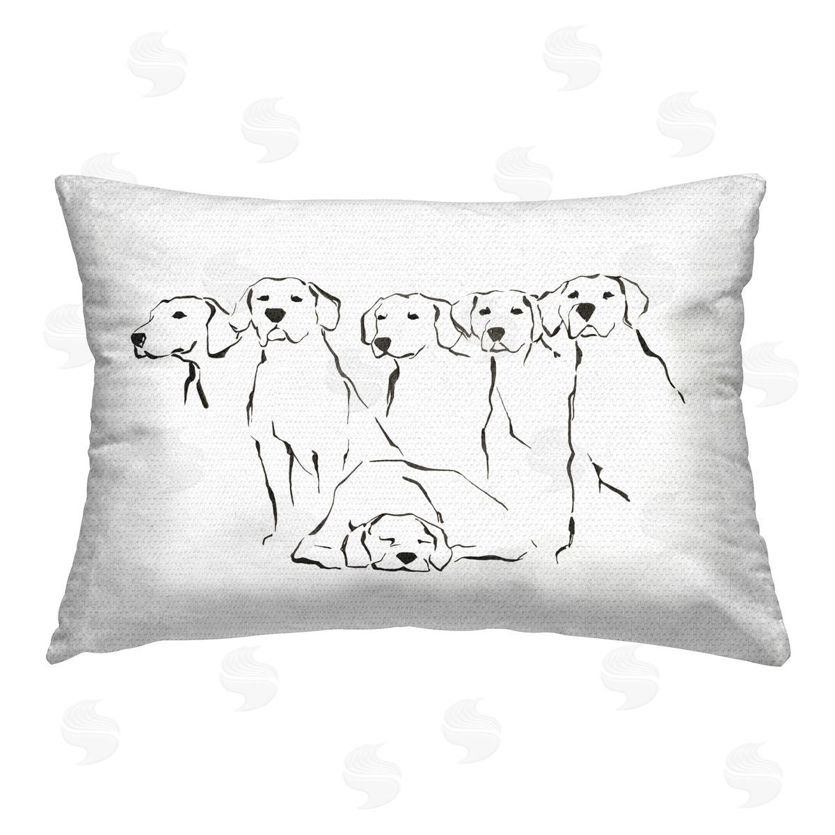 Ethan Harper Minimal Dogs Doodle Outdoor Quick-Dry Polyester Printed Throw Pillow
