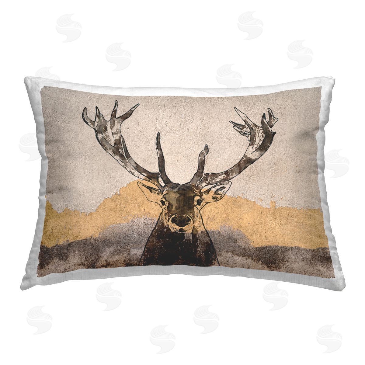 Irena Orlov Rustic Elk Abstraction Printed Plush Polyester Throw Pillow