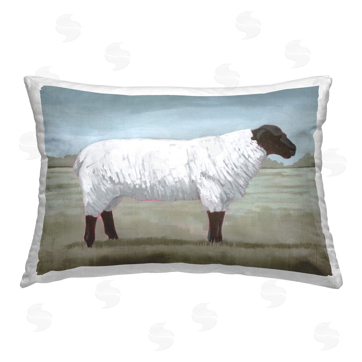 Grace Popp Sheep Facing Right Printed Plush Polyester Throw Pillow